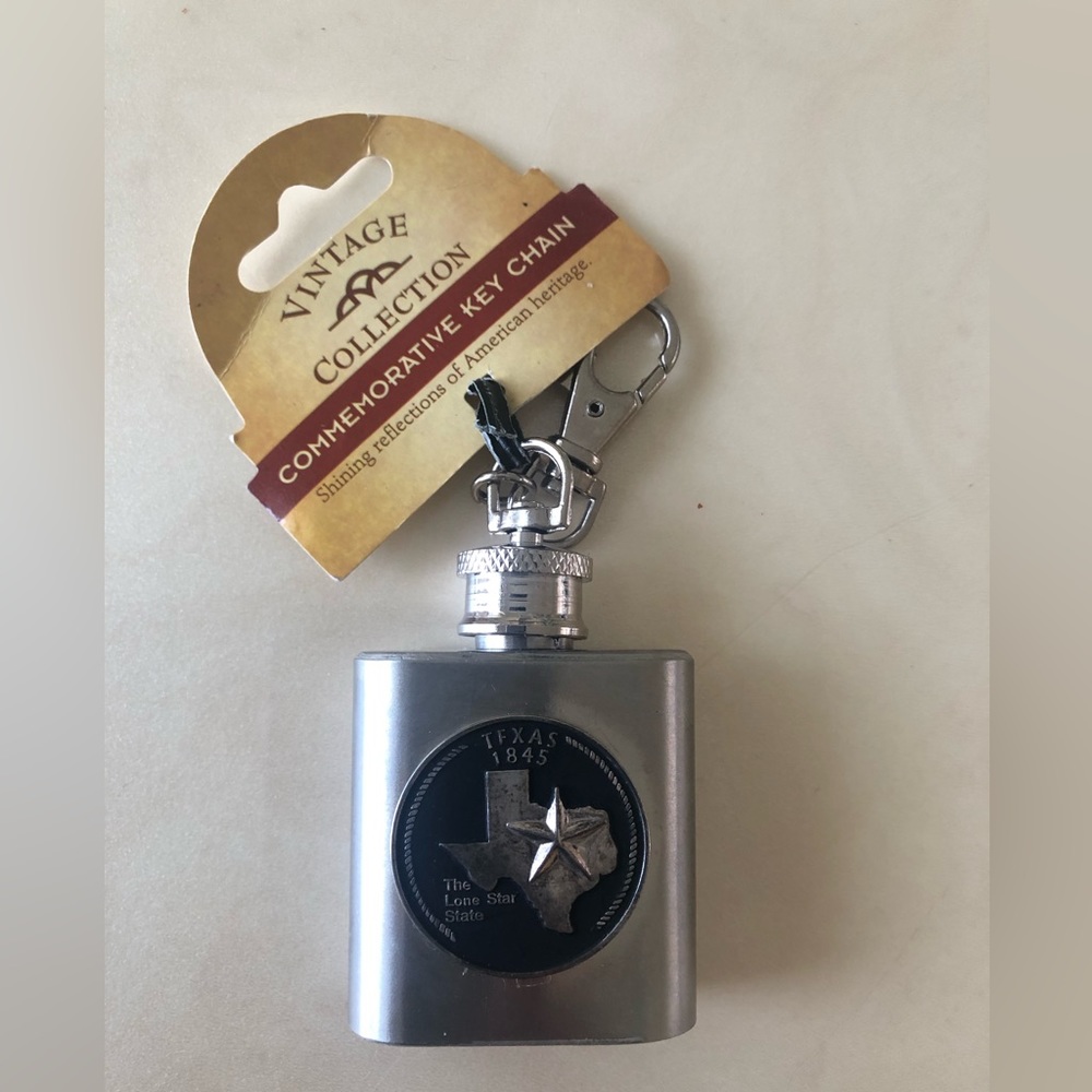On The Go Texas Stainless Steel Mini Flask Keychain